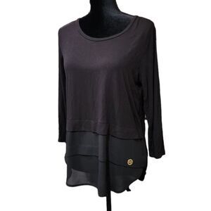 Michael Kors Black Top Long Sleeve with Sheer Bottom Size S